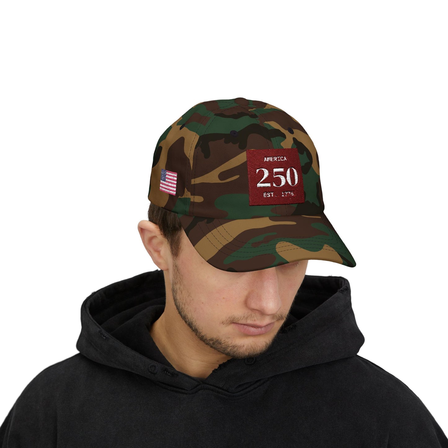 America 250 Dad Cap - 'Est. 1776' - USA Flag - 2026 Embroidered Baseball Hat