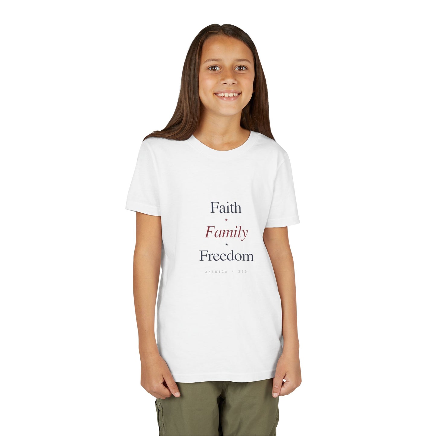 Youth Tee - "Faith Family Freedom" Kids T‑Shirt