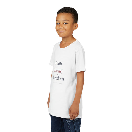 Youth Tee - "Faith Family Freedom" Kids T‑Shirt